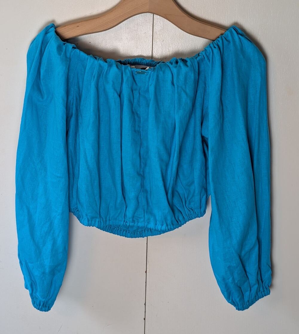 Lanca Perfume Blue Long Sleeve Crop Top Medium